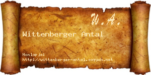 Wittenberger Antal névjegykártya